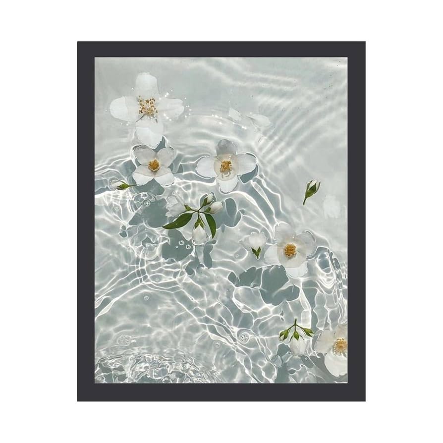 Amazon.co.jp: 水に浮かぶ白い花 絵画 絵 自然の静けさ 壁紙